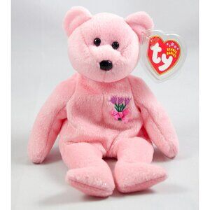 Ty Beanie Babies Mum #4517 Pink Bear with Glitter 2001 10th Gen Tags